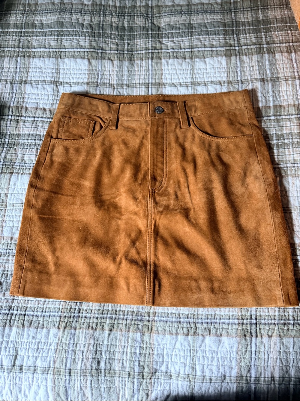 Lucky Brand Suede Mini Skirt in Cognac